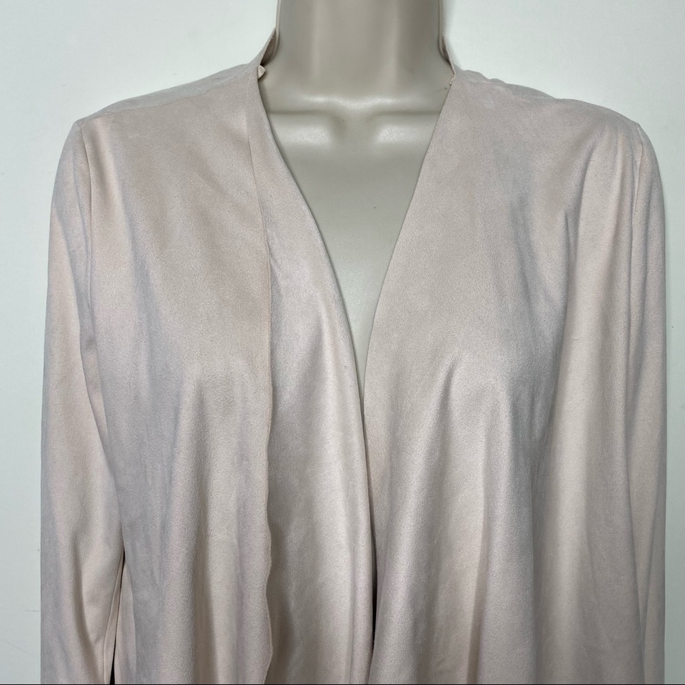 Zara Basic Open Front Drape Jacket Faux Suede Cre… - image 3
